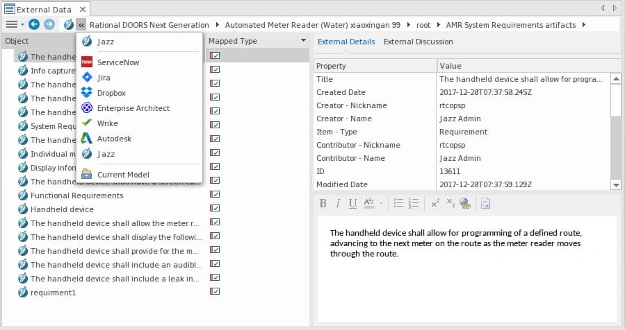 use sparx systems pro cloud server for integrating with external systems
